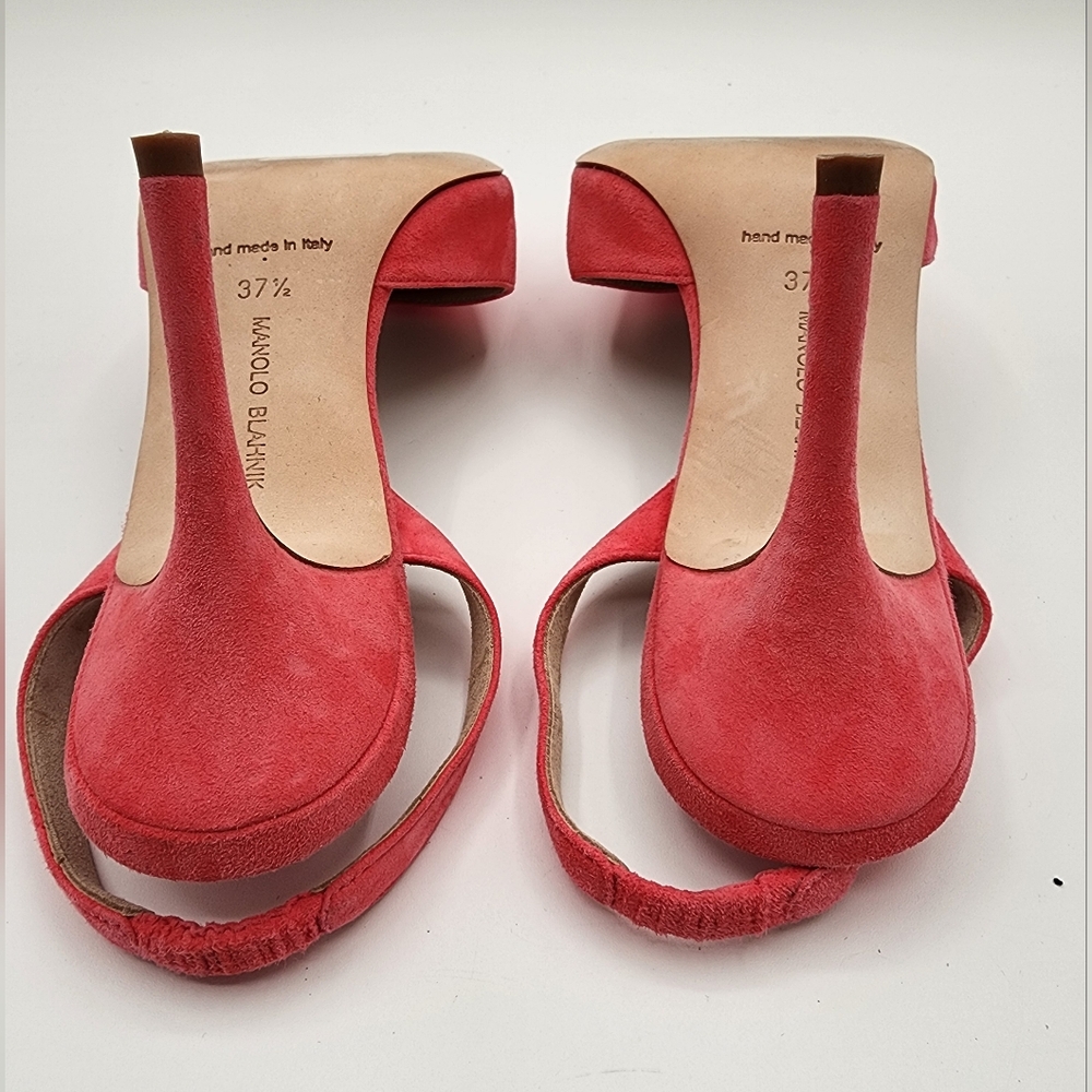 Manolo Blahnik Carolyne Slingback Pumps - Pink Suede - Picture 4 of 6